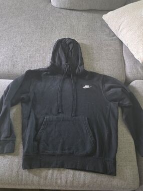 Nike Black Pullover Hoodie with White Swoosh